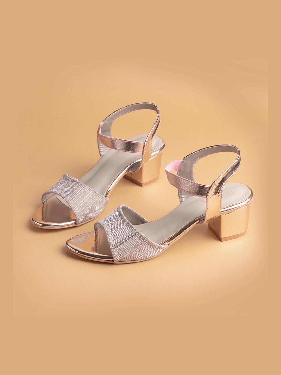 

Ozuri Textured Open Toe Backstraps Block Heels, Rose