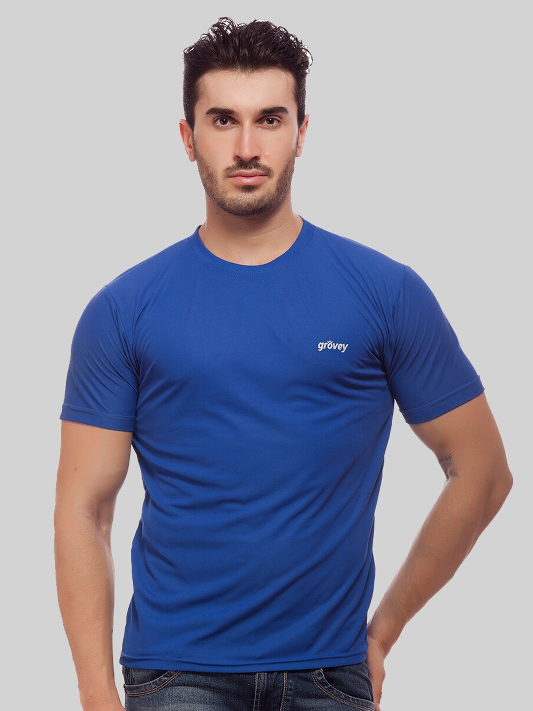 

Greylongg Round Neck Short Sleeves Casual T-shirt, Blue