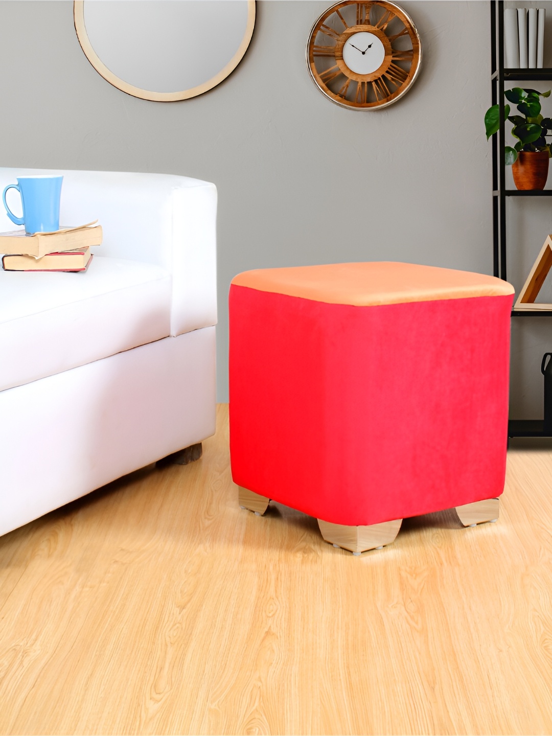 

Shadowkart Pink & Orange Pouffes Sitting Mudda Square Ottoman