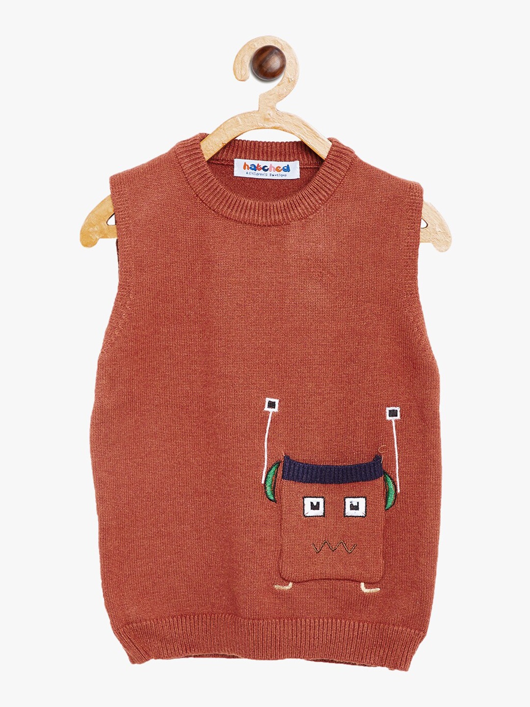 

BAESD Kids Round Neck Sleeveless Woollen Ribbed Sweater Vest, Brown