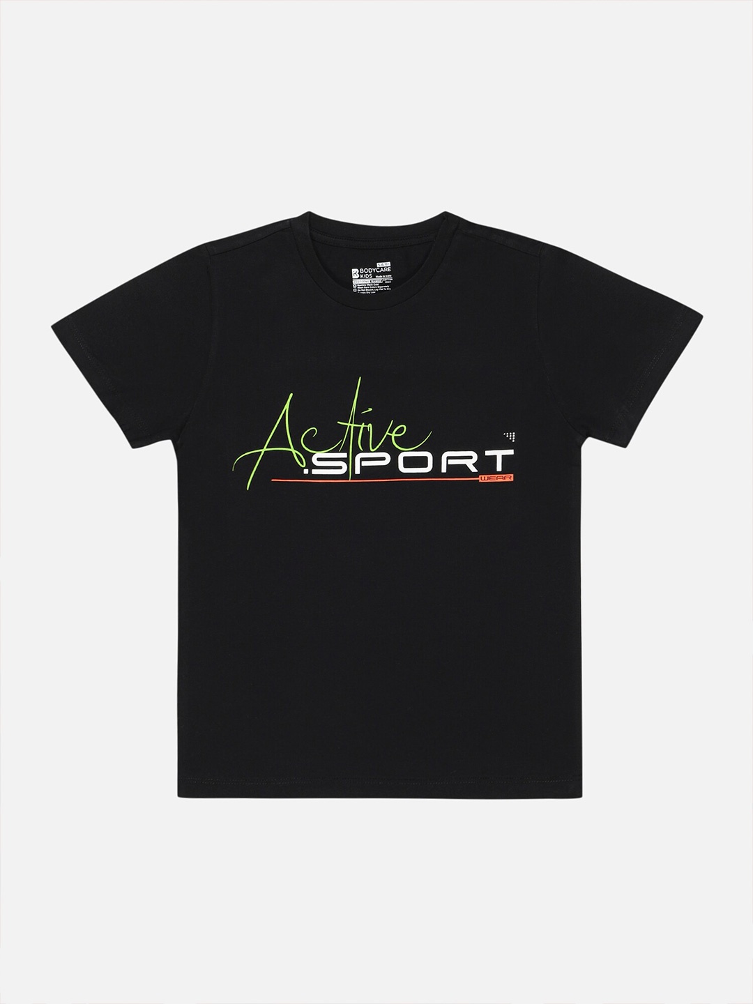 

Bodycare Boys Typography Printed Cotton T-shirt, Black