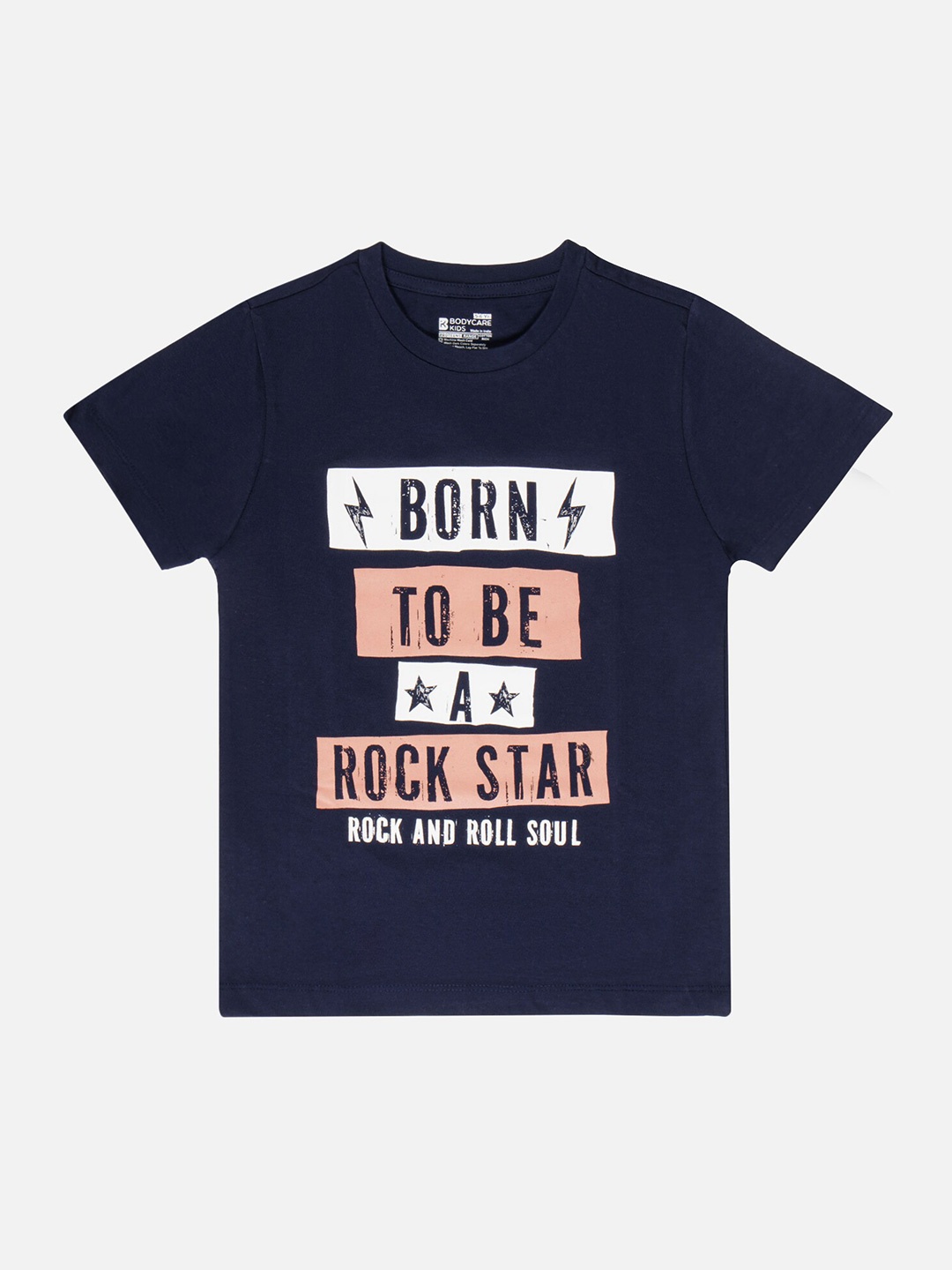 

Bodycare Boys Typography Printed Cotton T-shirt, Navy blue