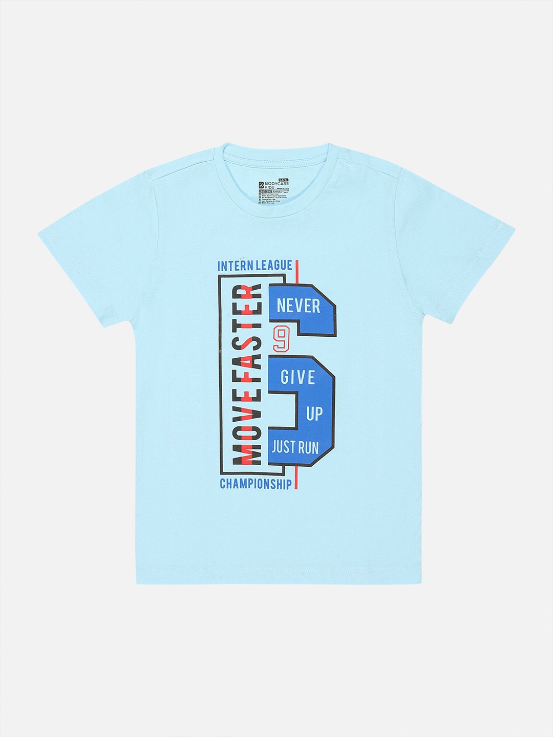 Bodycare Boys Typography Printed Round Neck Short Sleeves Cotton T-shirt, Blue