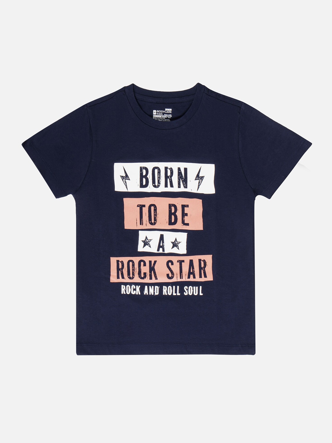 

Bodycare Boys Typography Printed Cotton T-shirt, Navy blue
