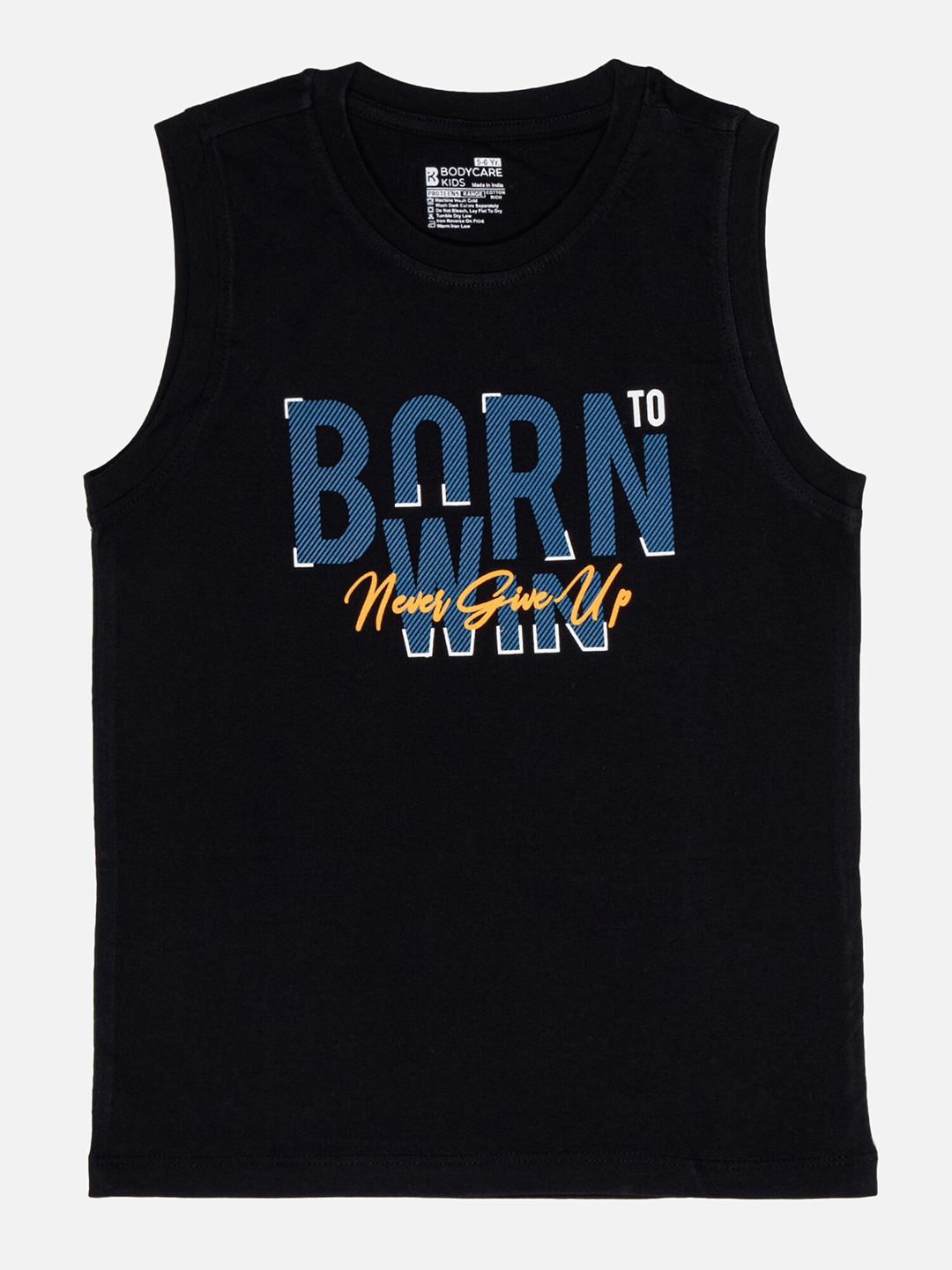 

Bodycare Boys Typography Printed Round Neck Cotton T-shirt, Black