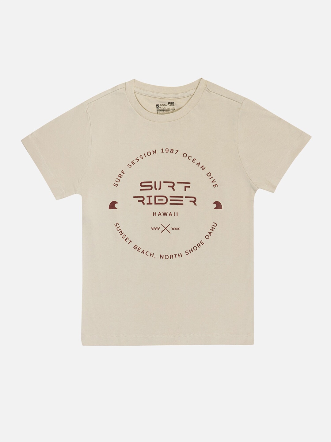 

Bodycare Boys Typography Printed Cotton Round Neck T-shirt, Khaki