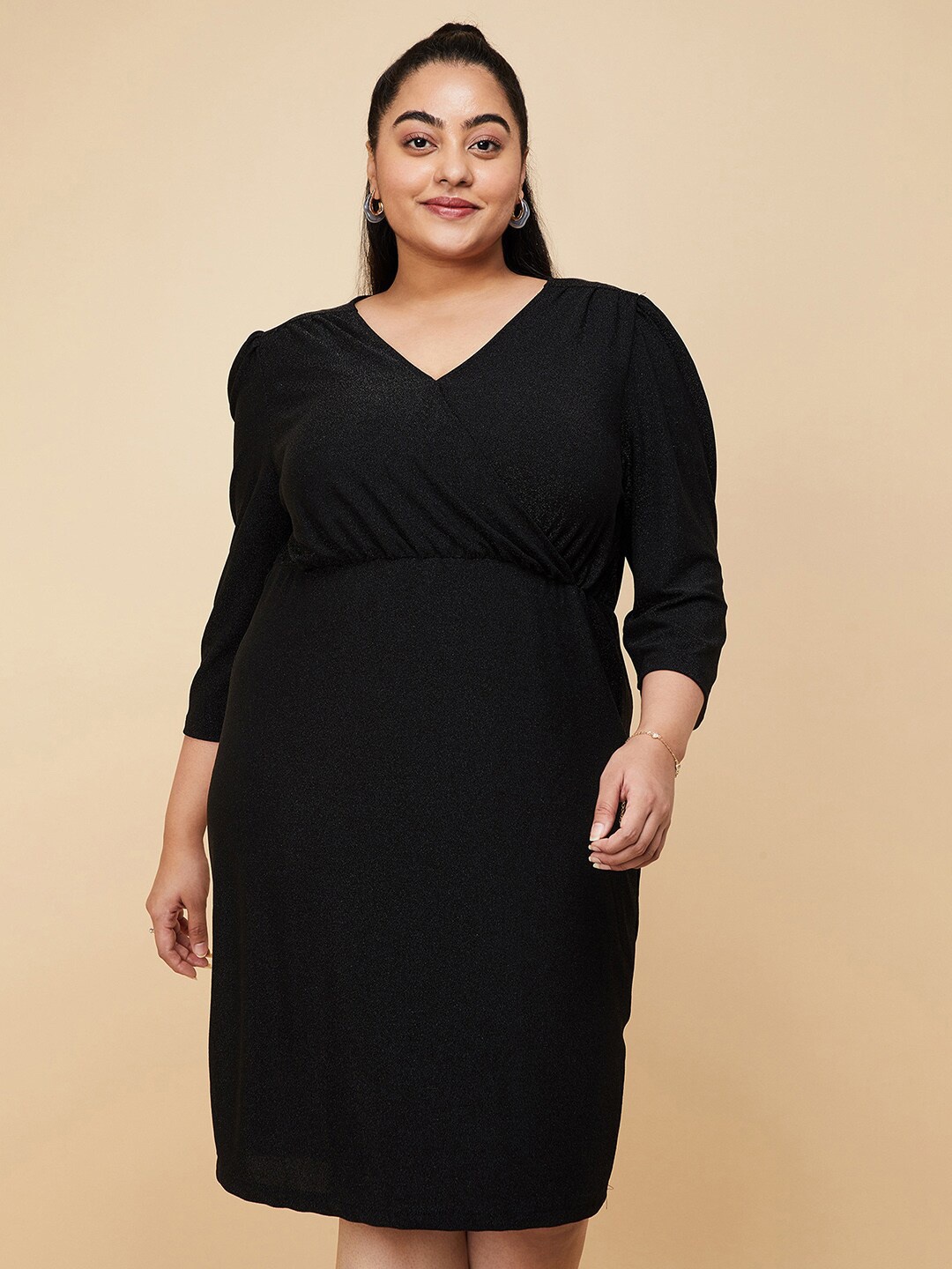 

max Three-Quarter Sheath Dress, Black