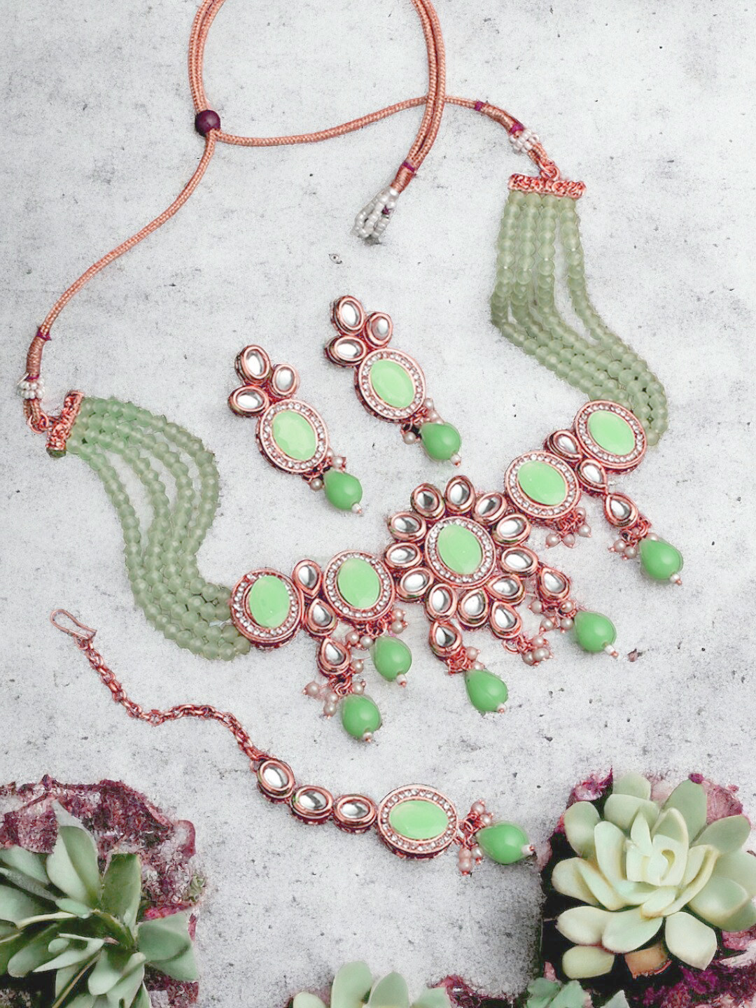 

ASMITTA JEWELLERY Gold-Plated Kundan-Studded Jewellery Set
