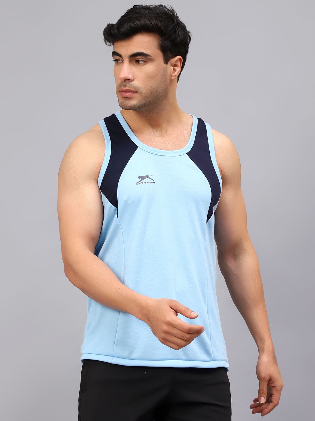 

Shiv Naresh Sleeveless Round Neck Innerwear 208_Sky/Navy_Vest, Blue