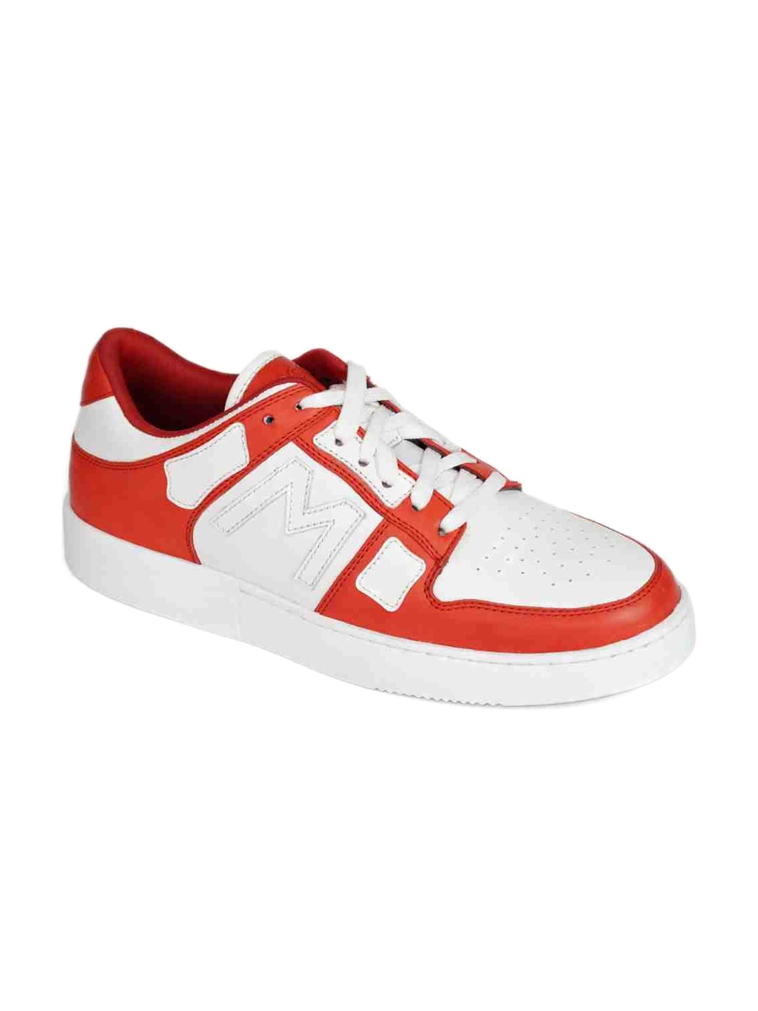 

mccoy Men Colourblocked Round Toe Massage Footbed Leather Sneakers, Red