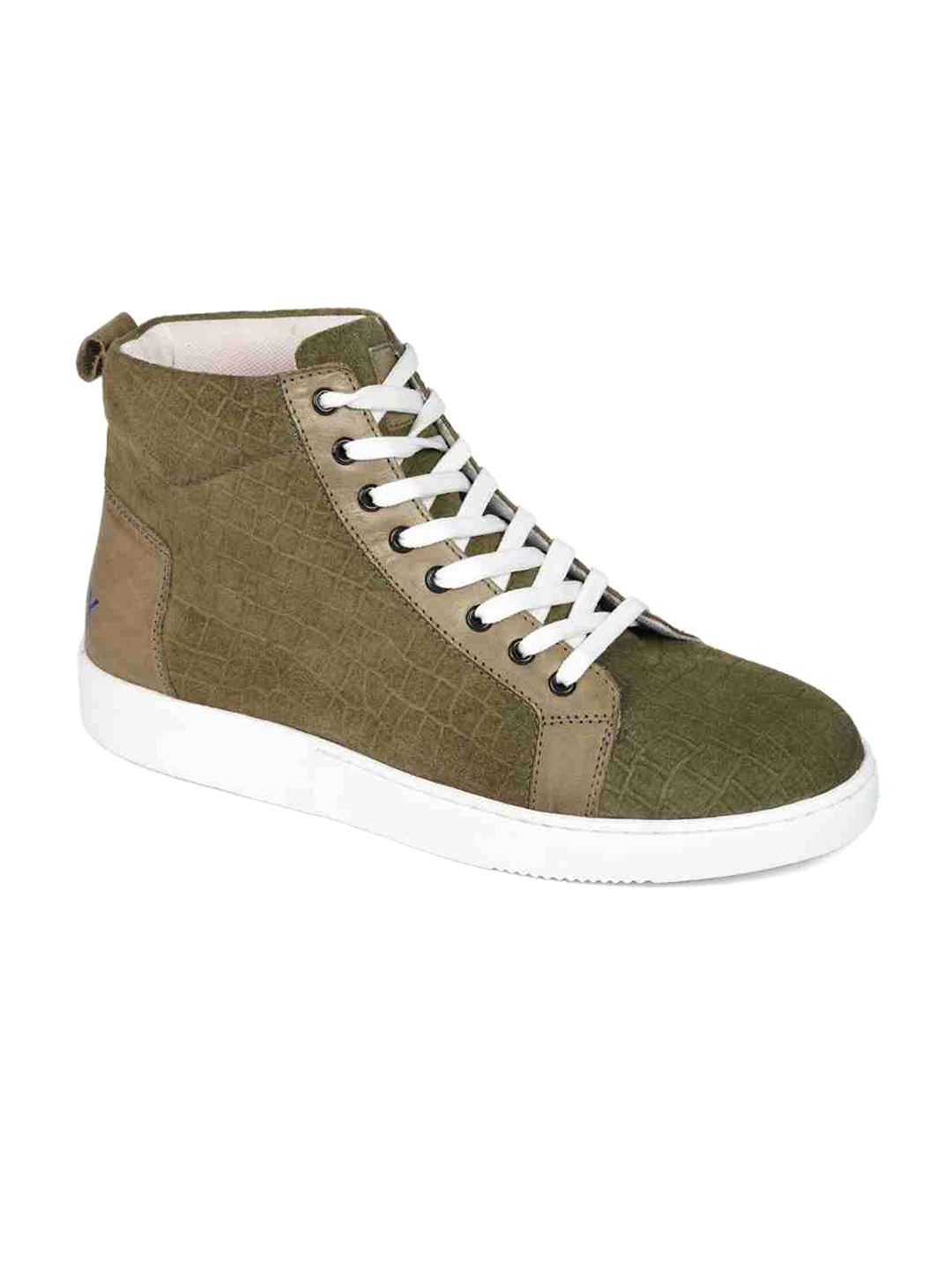 

mccoy Men Round Toe Massage Footbed Leather Sneakers, Green