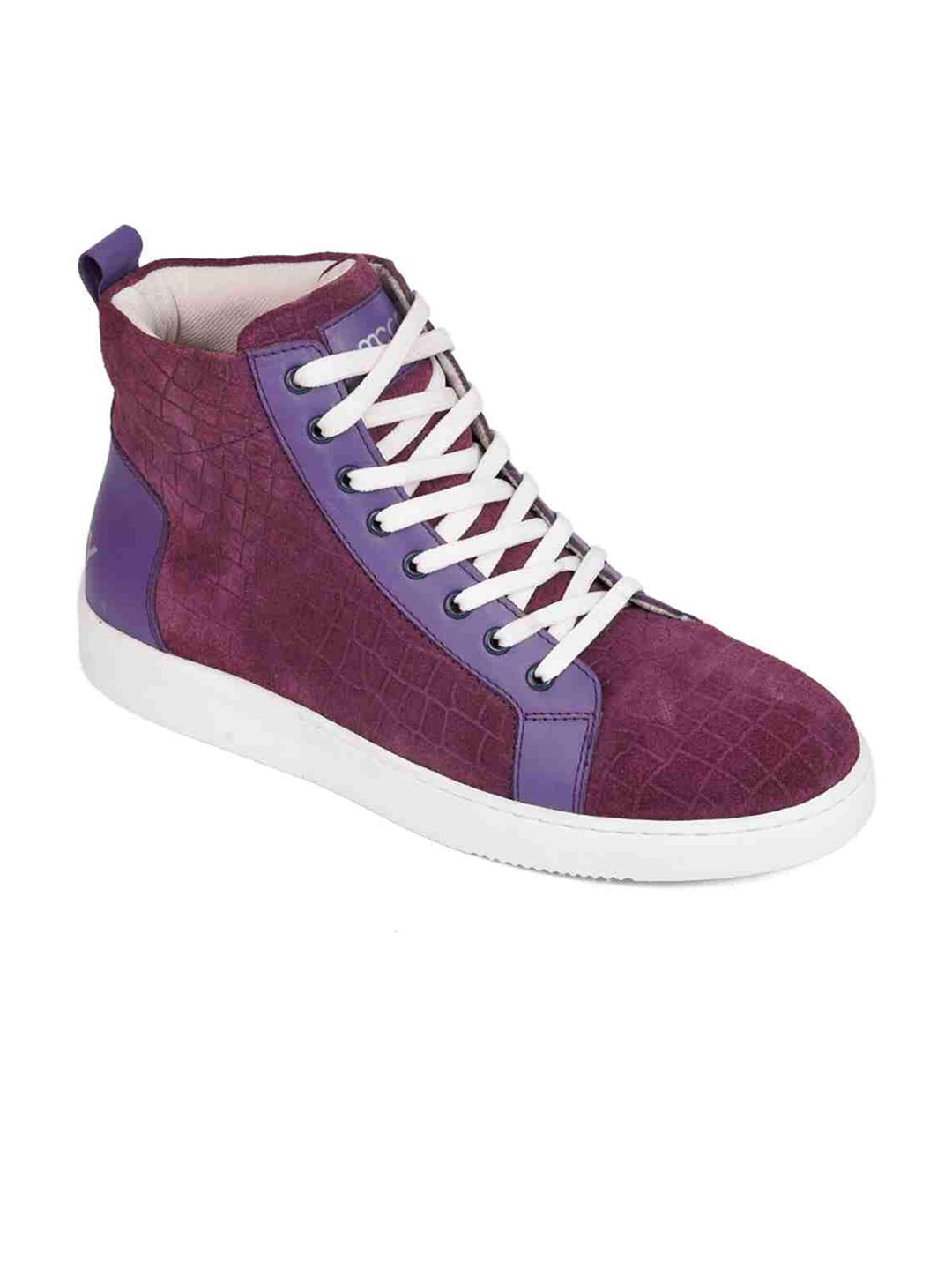 

mccoy Men Textured Massage Footbed High Top Leather Sneakers, Purple