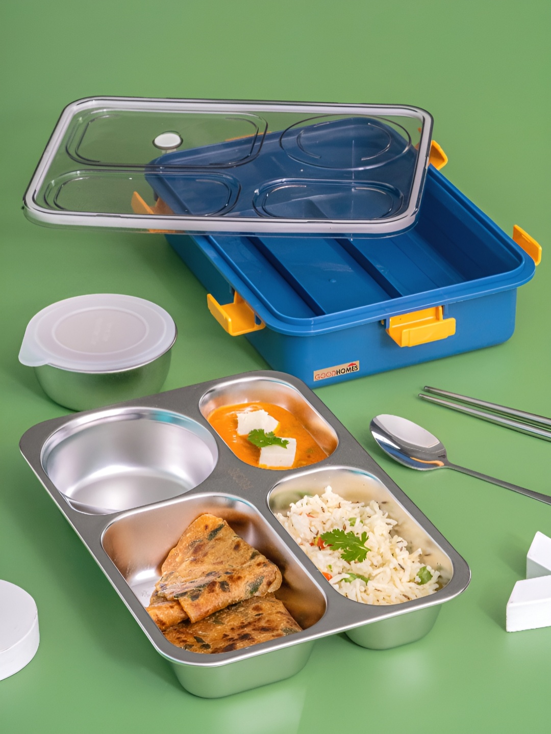 

GOODHOMES Blue Stainless Steel Dishwasher Safe Lunch Box