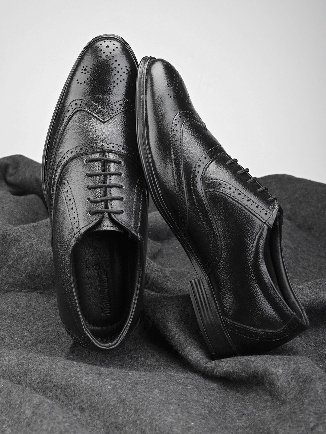 

IMCOLUS Men Genuine Leather Formal Brogues, Black