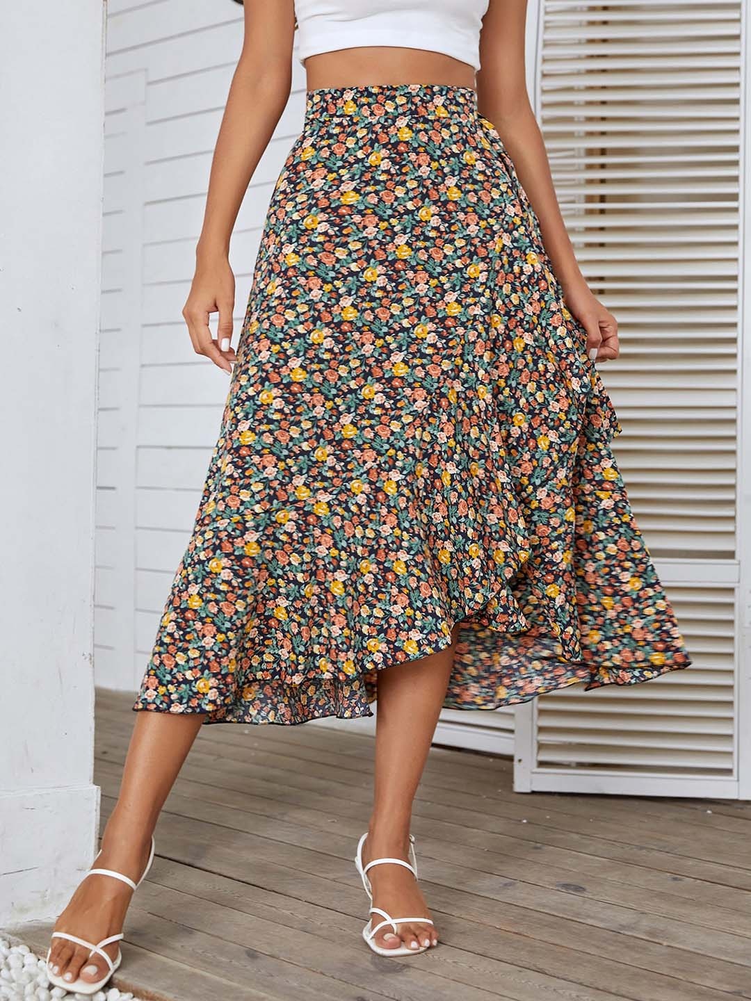 

StyleCast Printed A-Line Midi Skirt, Navy blue