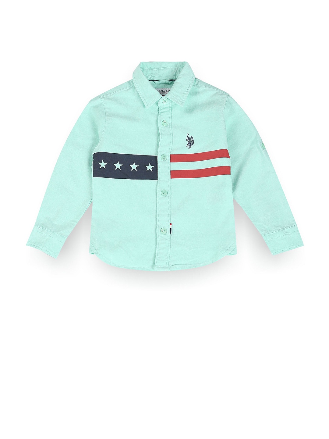 

U.S. Polo Assn. Kids Boys Spread Collar Classic Casual Pure Cotton Shirt, Green