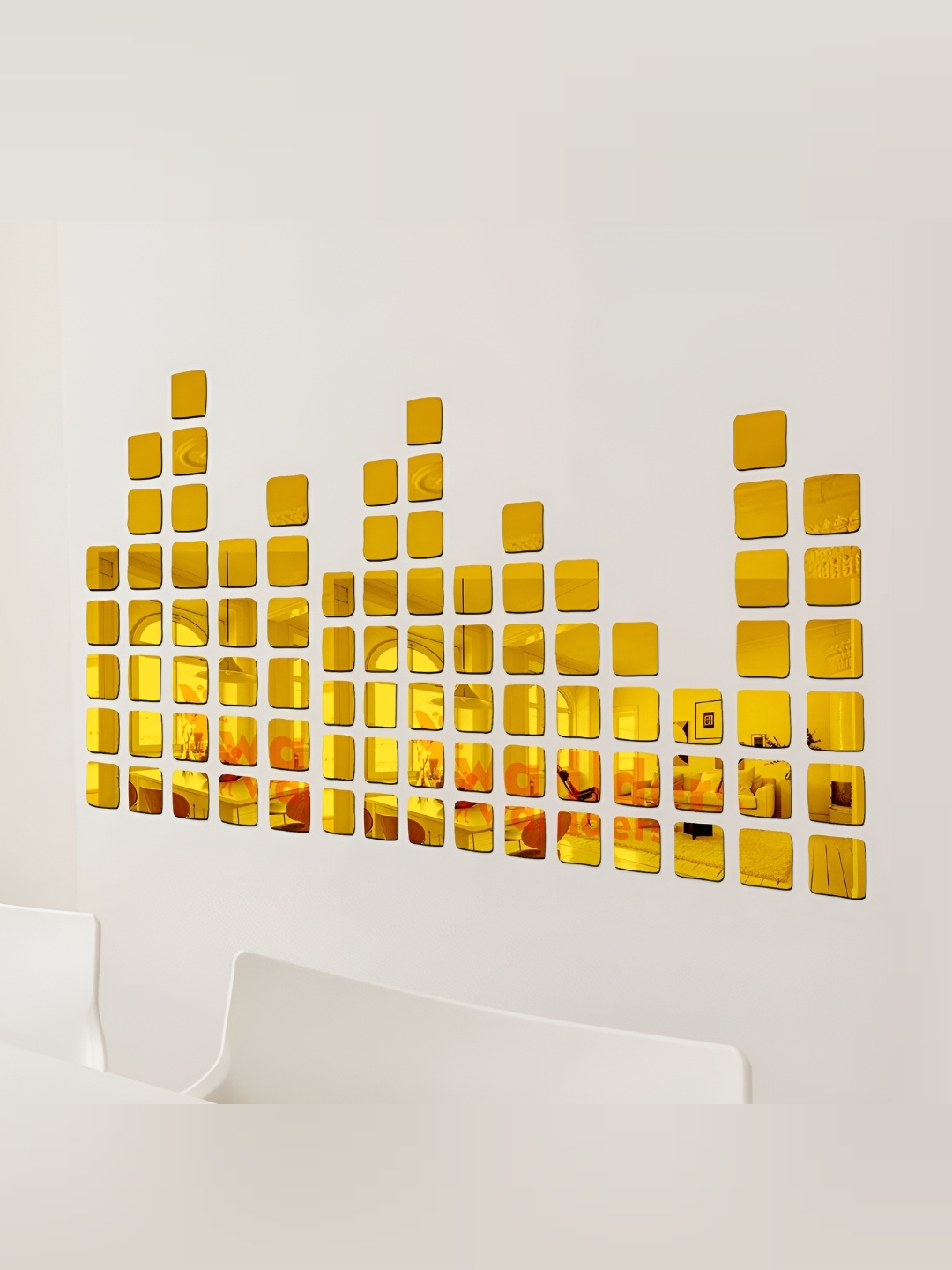 

Wall1ders 100 Pieces Square-shaped Acrylic Wall Stickers, Gold