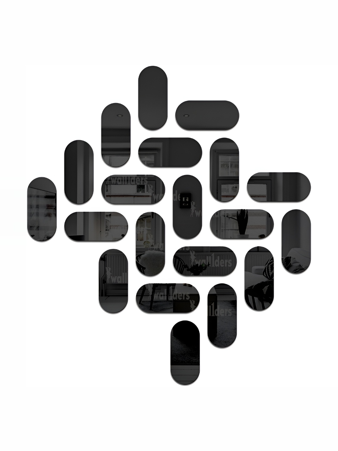 

Wall1ders 20 Pieces Pill Shape Acrylic Wall Sticker, Black