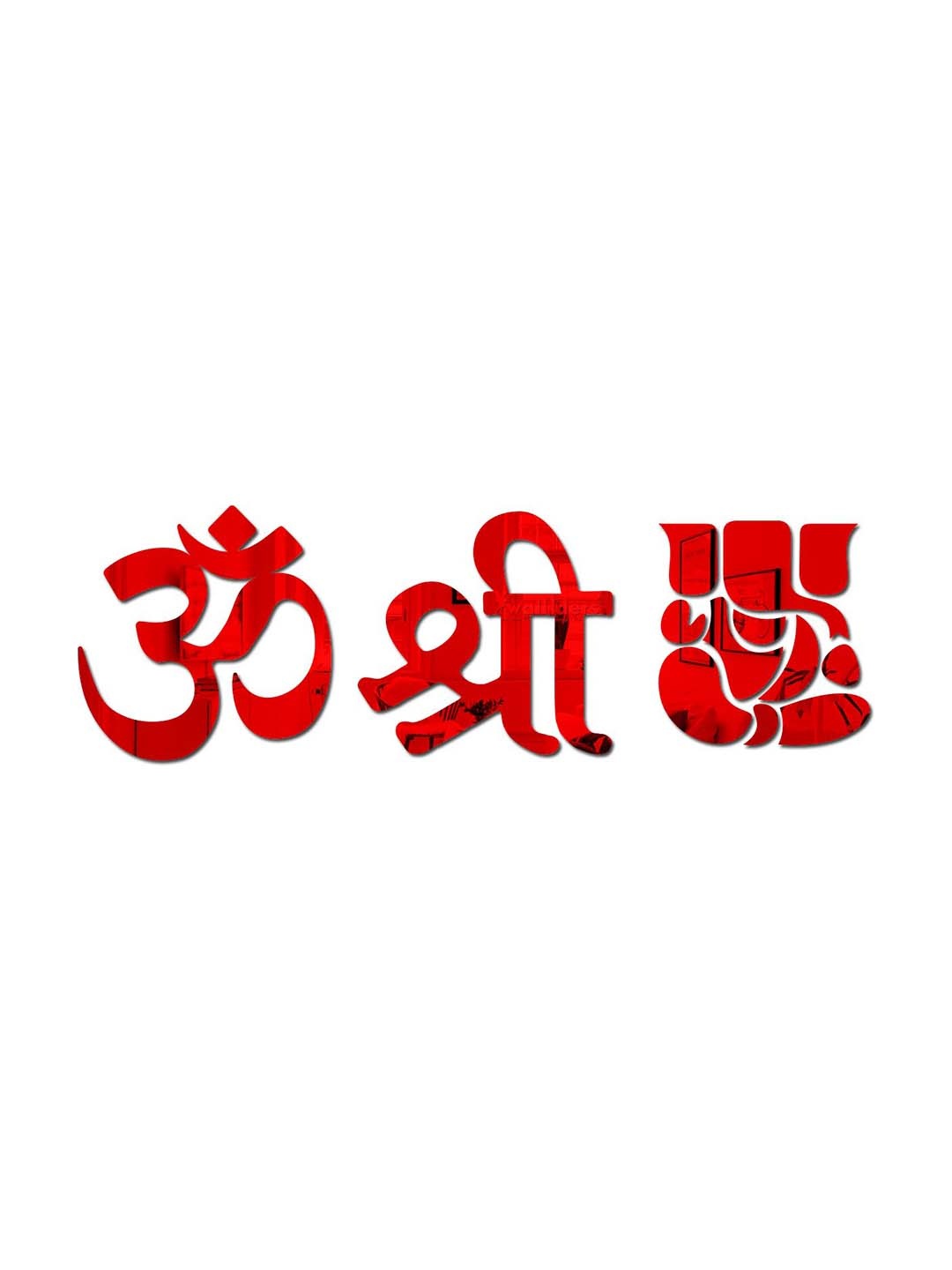 

Wall1ders Red Om Shree Ganesh 3D Mirror Wall Sticker