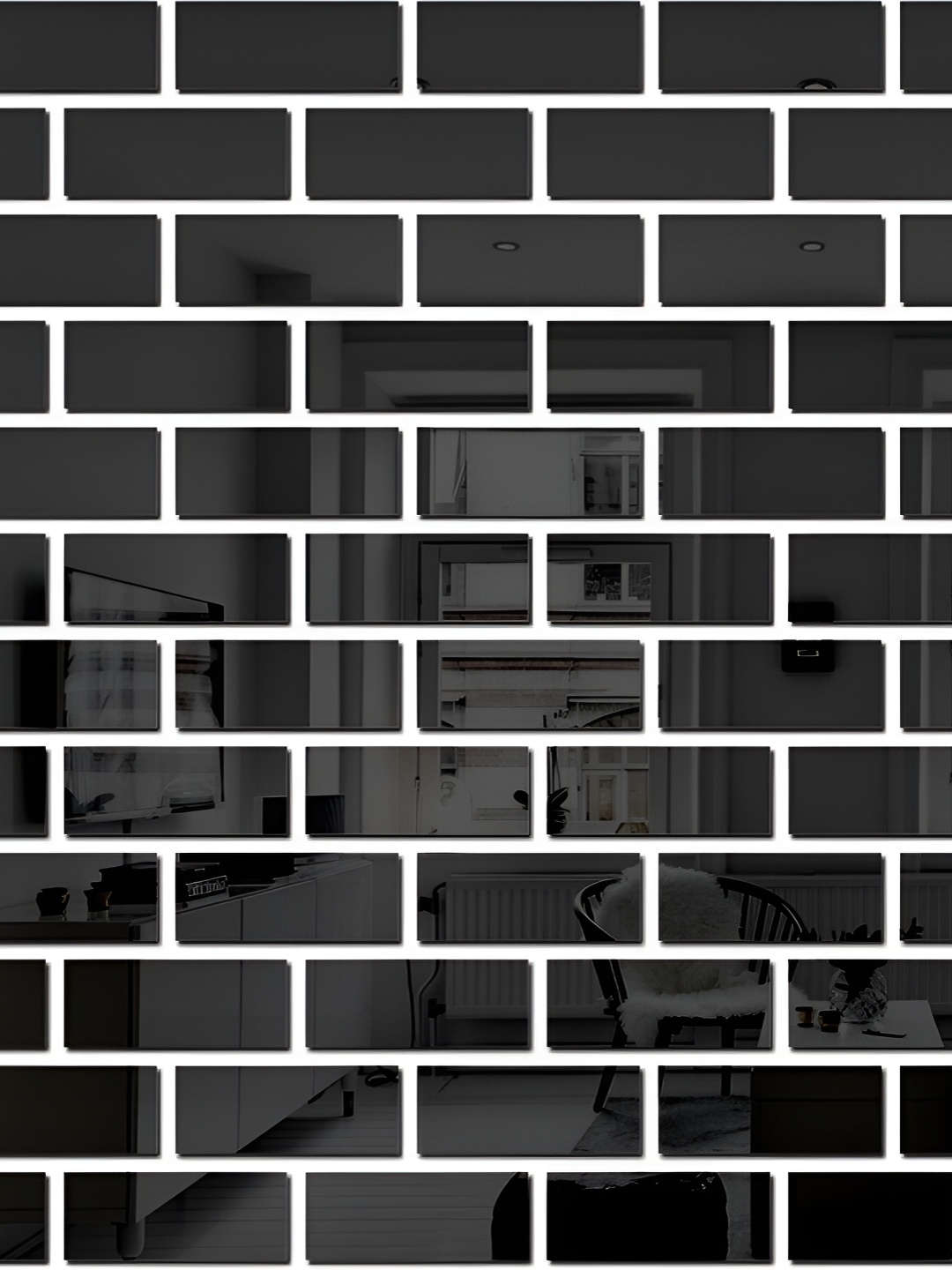 

Wall1ders Black 60 Pieces Rectangle 3D Mirror Wall Stickers