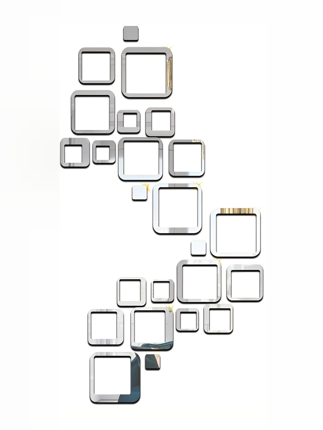 

Wall1ders Silver Toned 24 Pieces Square Mirror Wall Stickers