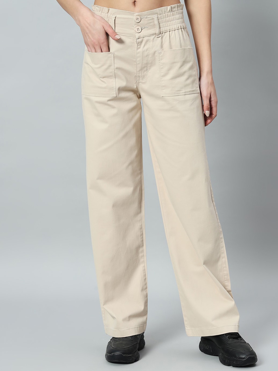 

Chemistry Women Relaxed Straight Fit Easy Wash Trousers, Cream