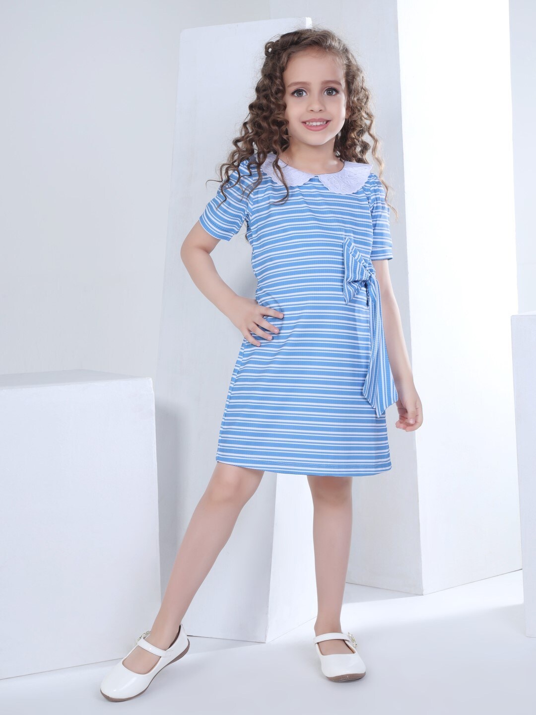 

Peppermint Striped Straight Above Knee T-shirt Dress, Blue