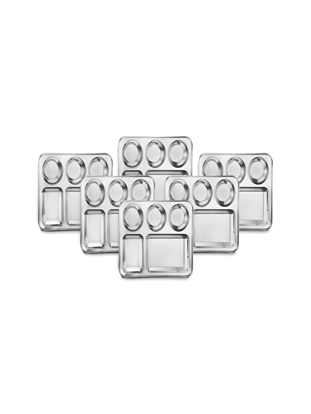 

Classic Essentials Silver-Toned & 6 Pieces Stainless Steel Glossy Plates