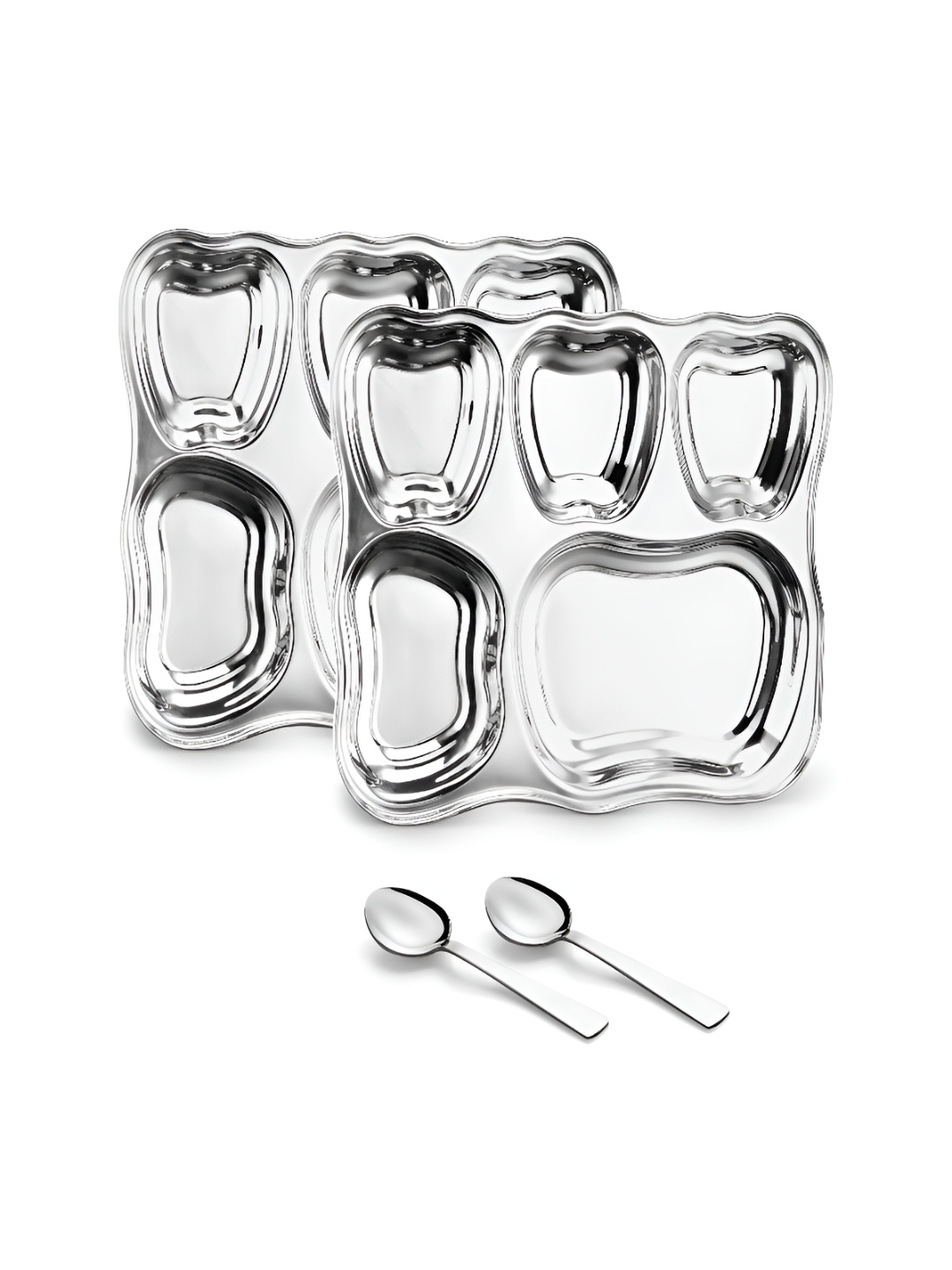 

Classic Essentials Silver-Toned 2 Pieces Stainless Steel Glossy Plates