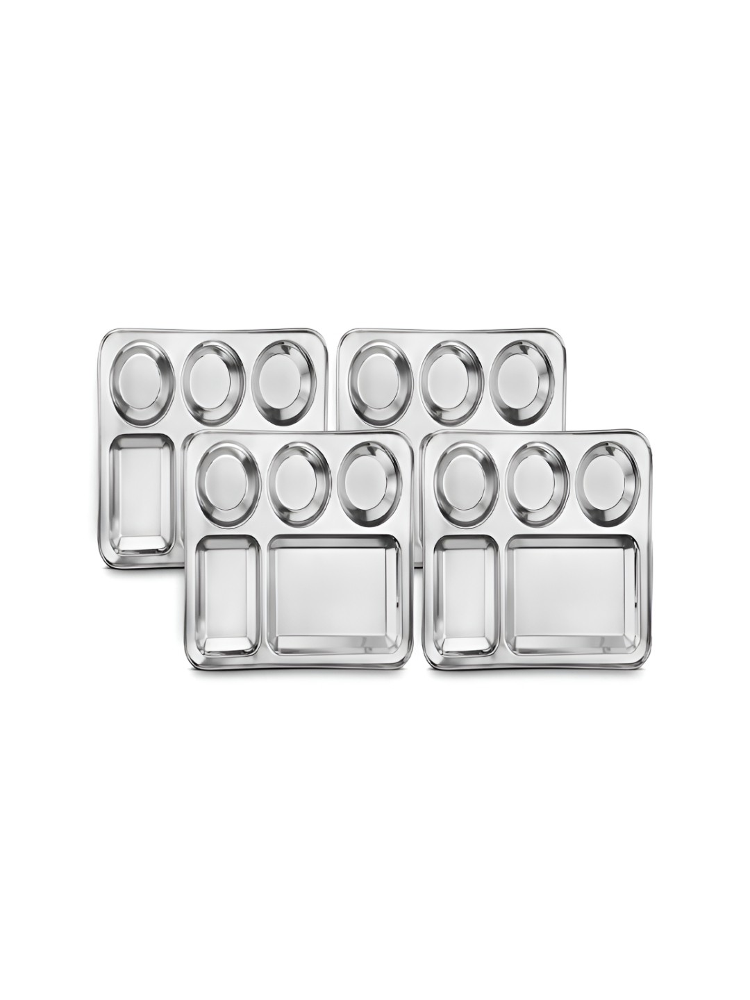 

Classic Essentials Silver-Toned 4 Pieces Stainless Steel Glossy Plates