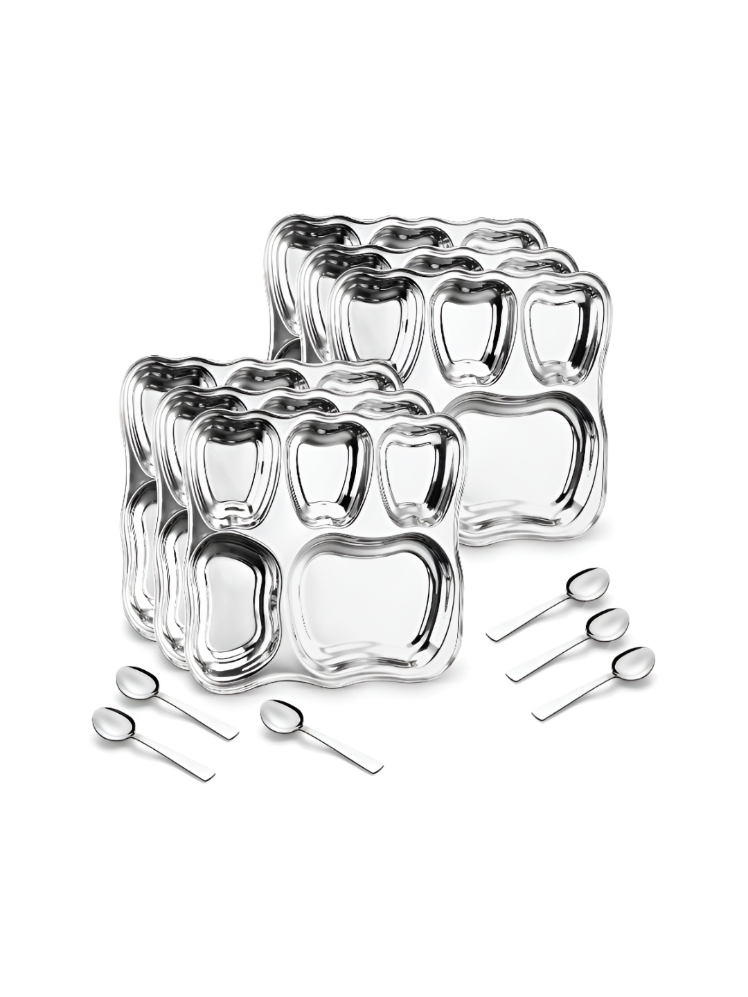 

Classic Essentials Silver-Toned 6 Pieces Stainless Steel Glossy Plates
