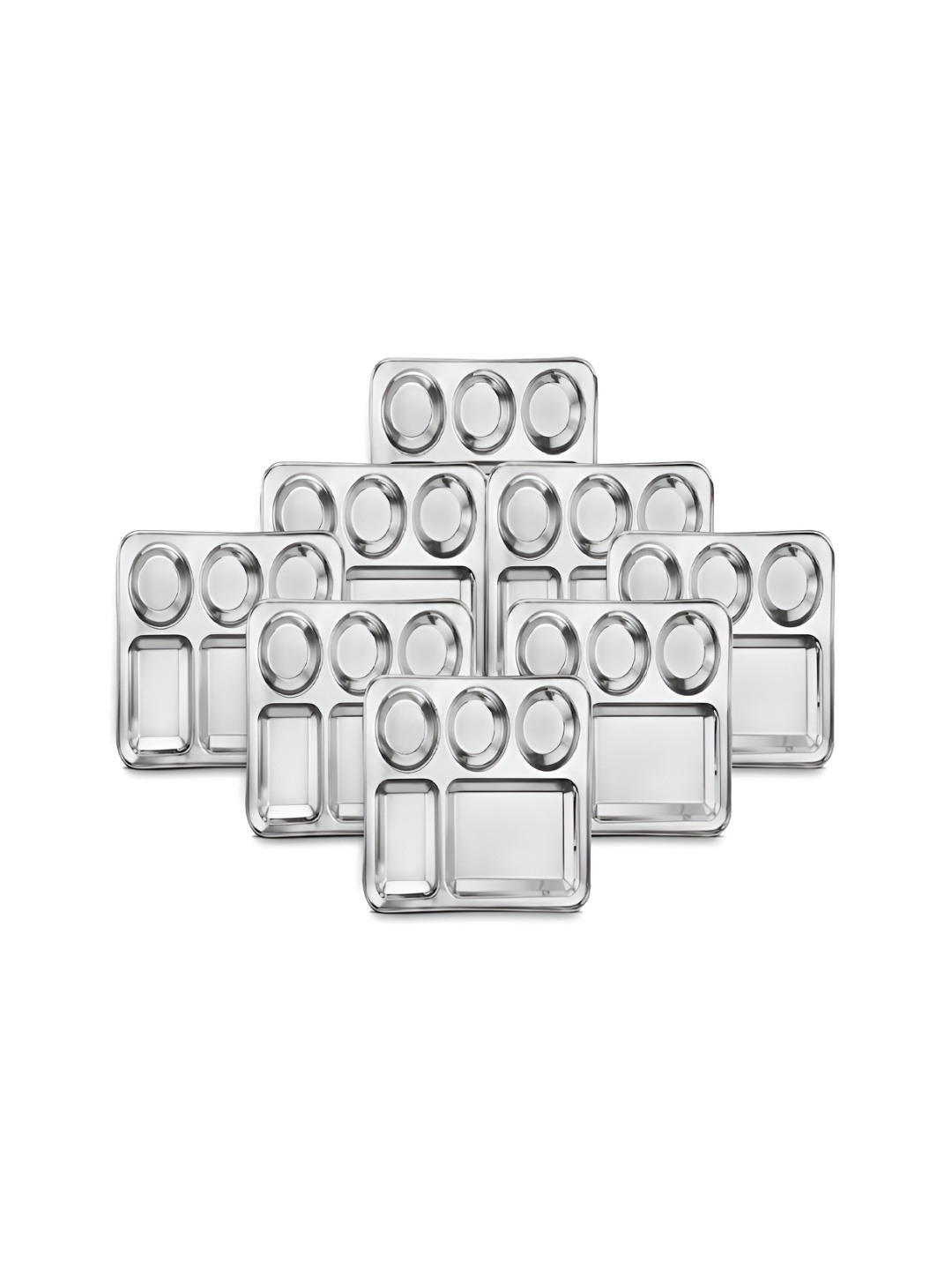 

Classic Essentials Silver-Toned 8 Pieces Stainless Steel Glossy Plates