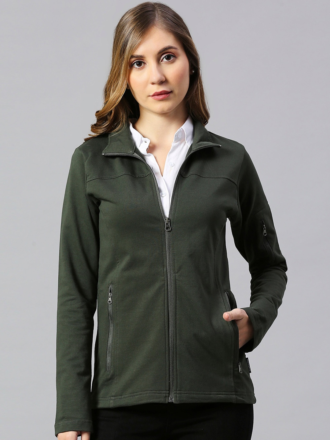 

Dream of Glory Inc Antimicrobial Pure Cotton Open Front Jacket, Olive
