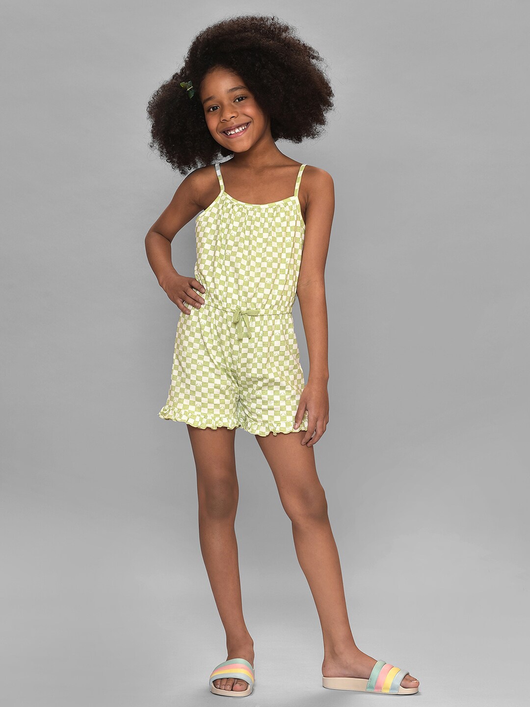 

MiArcus Peanuts Checked Pattern Singlet Playsuit, Green