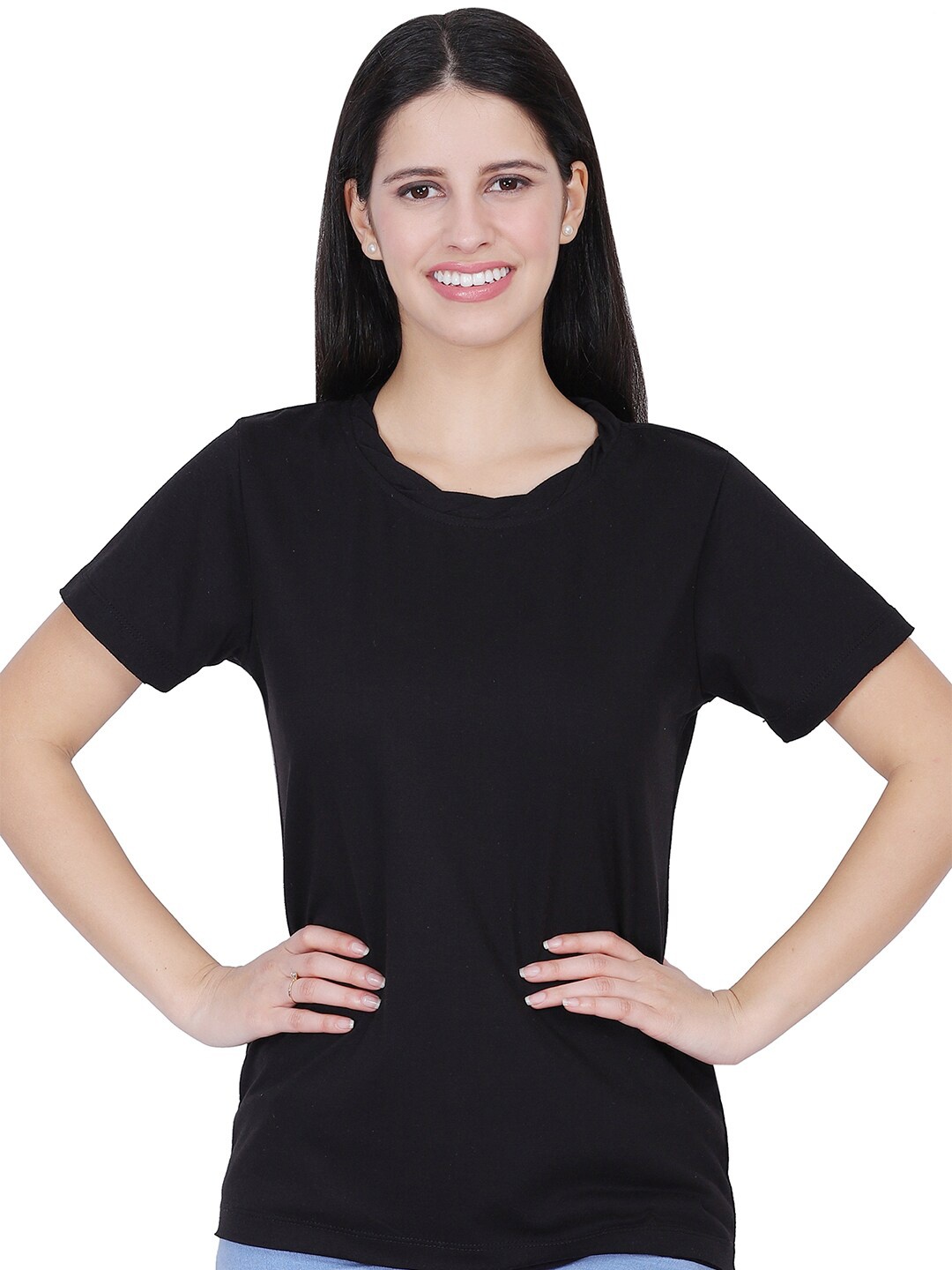 

BAESD Round Neck Cotton Tshirt, Black