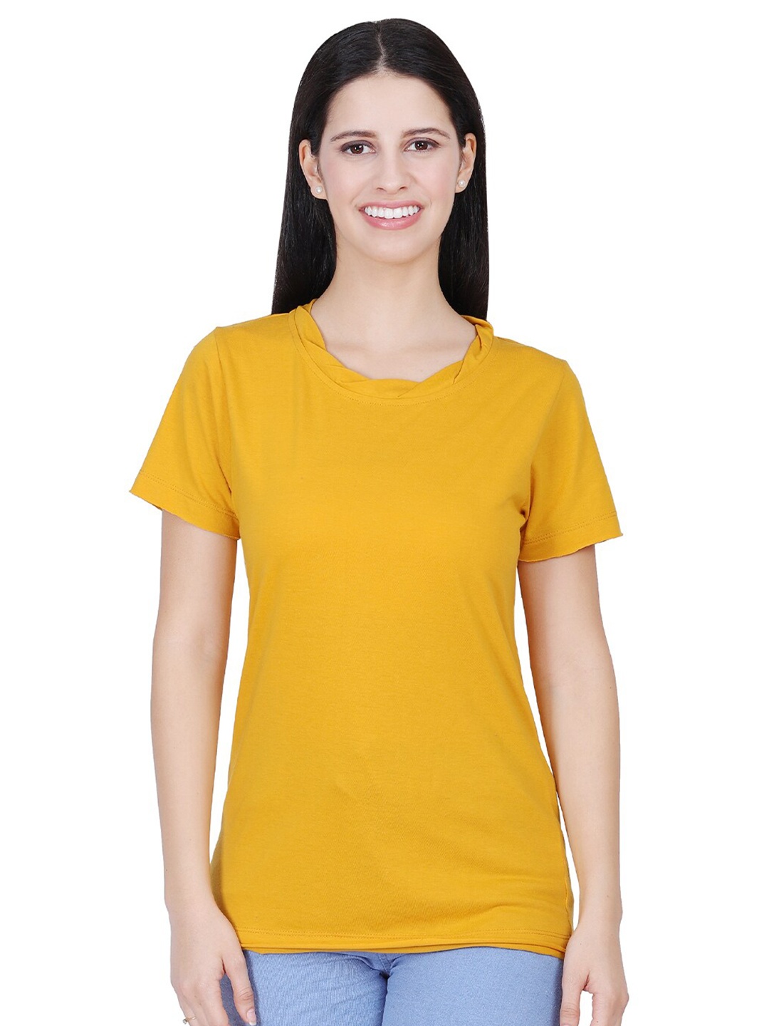 

BAESD Round Neck Cotton Tshirt, Yellow