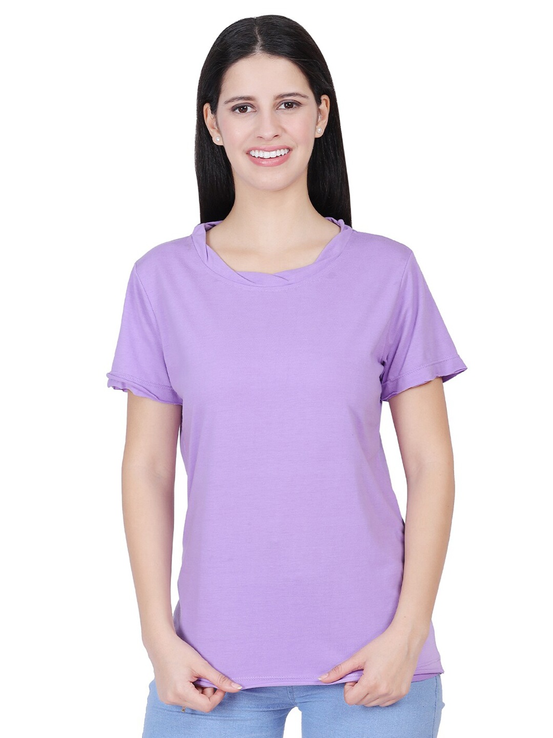

BAESD Round Neck Cotton Tshirt, Purple