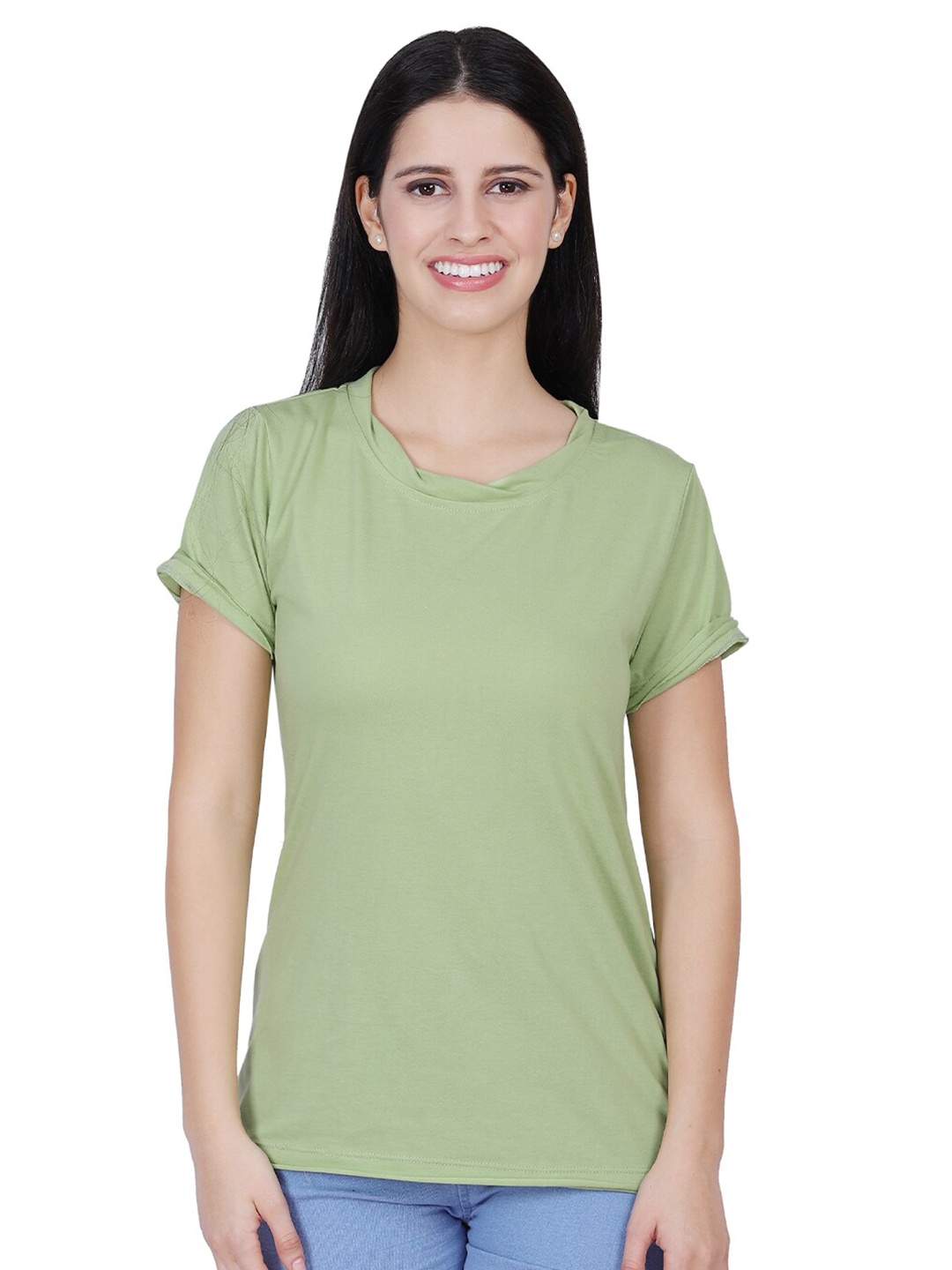 

BAESD Round Neck Cotton Tshirt, Green