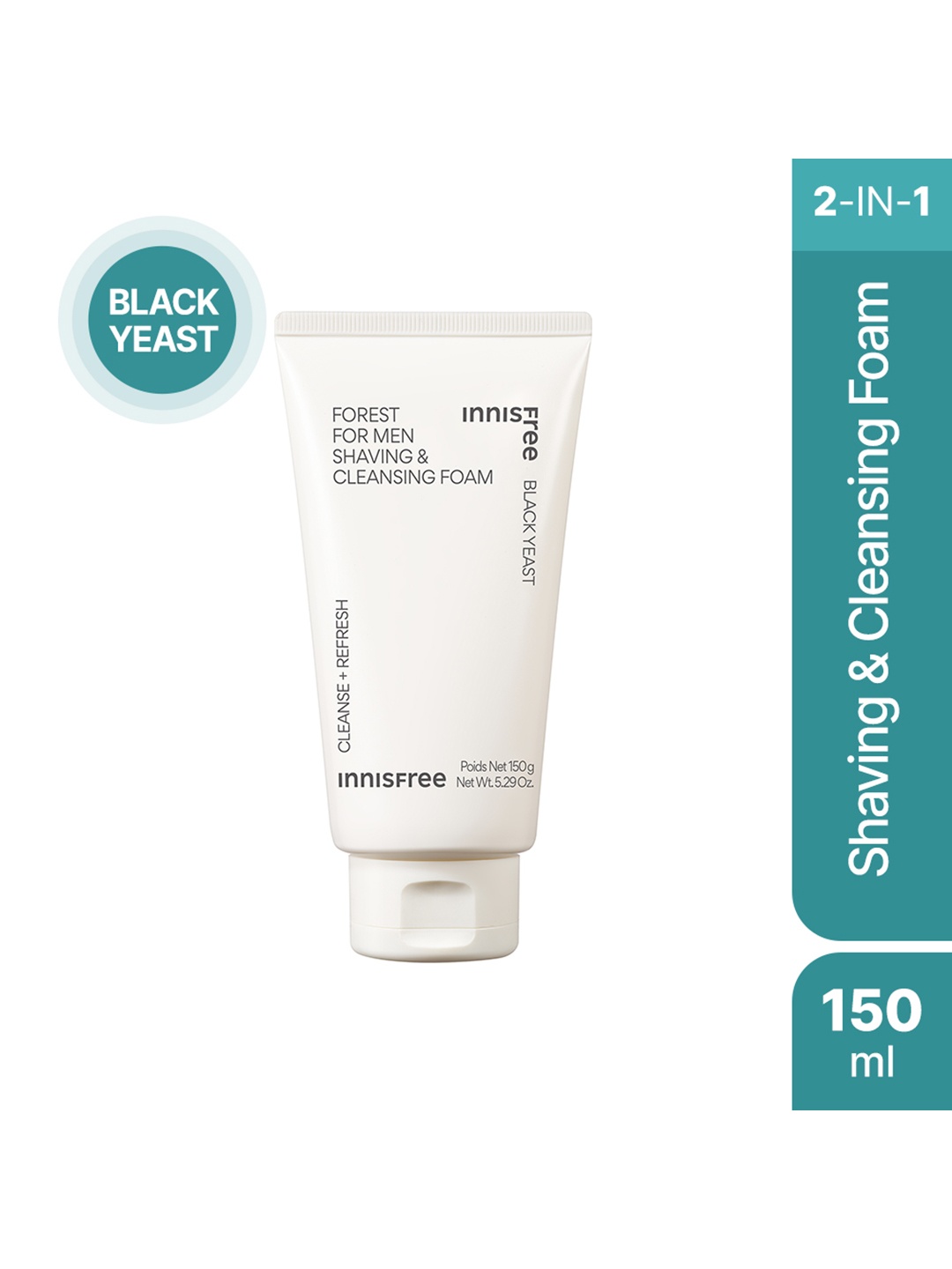

Innisfree Men Forest Shaving & Cleansing Foam with Black Yeast - 150g, White