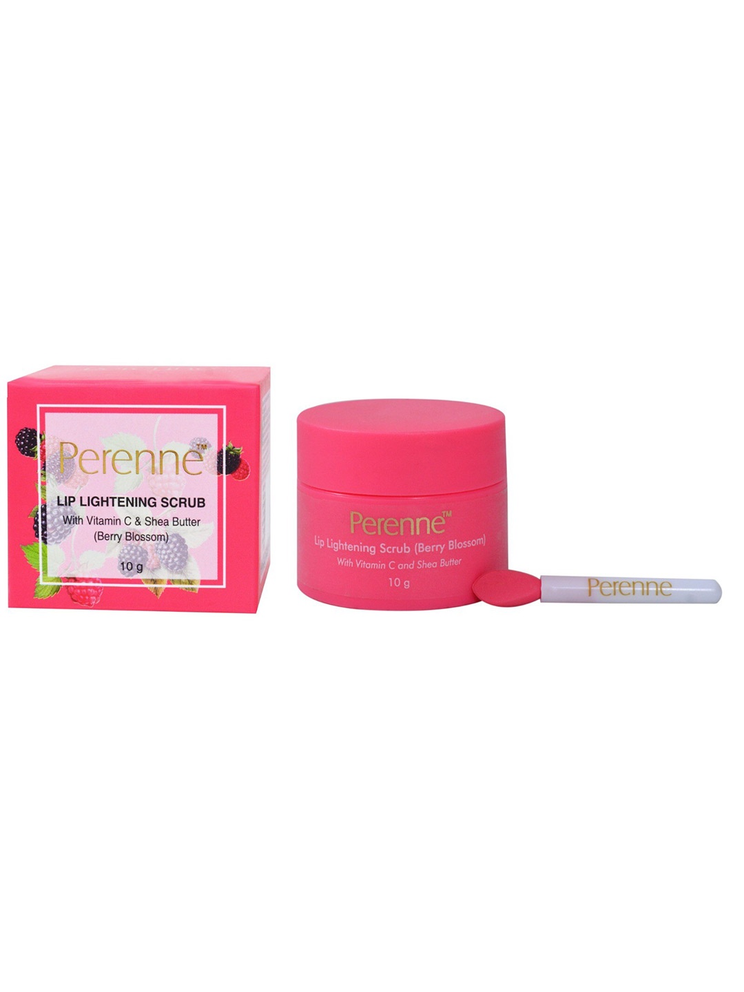 

Perenne Lip Lightening Scrub With Shea Butter & Vitamin C - 10g - Berry Blossom, Pink