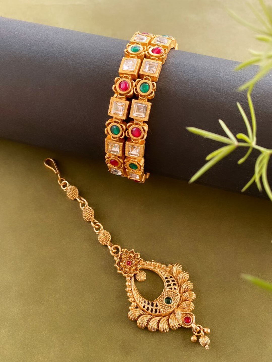 

ATIBELLE Gold-Plated Stones-Studded Jewellery Set