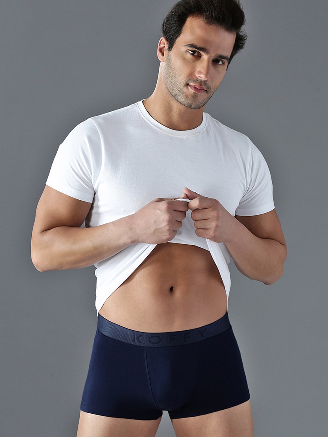 

KOFFY Men Super Soft 4 Way Stretch 2X Absorbent Long Trunk KOFFY_KI44_MINI_NB_1PC, Navy blue