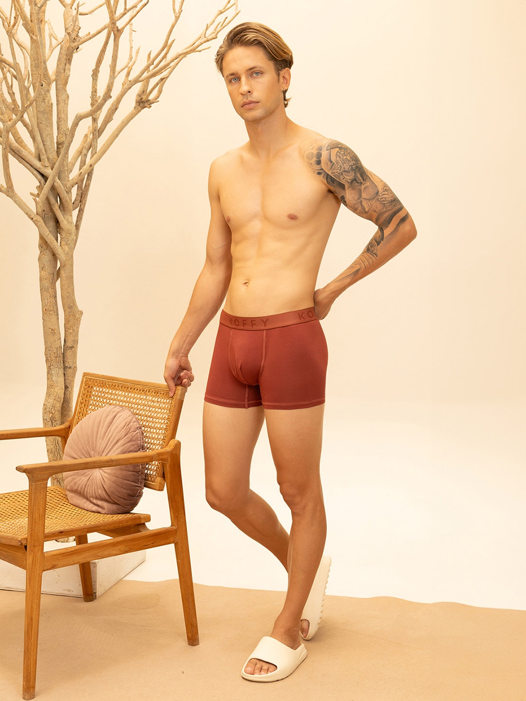 

KOFFY Men Super Soft 4 Way Stretch 2X Absorbent Long Trunk KOFFY_KI44_MINI_RST_1PC, Rust