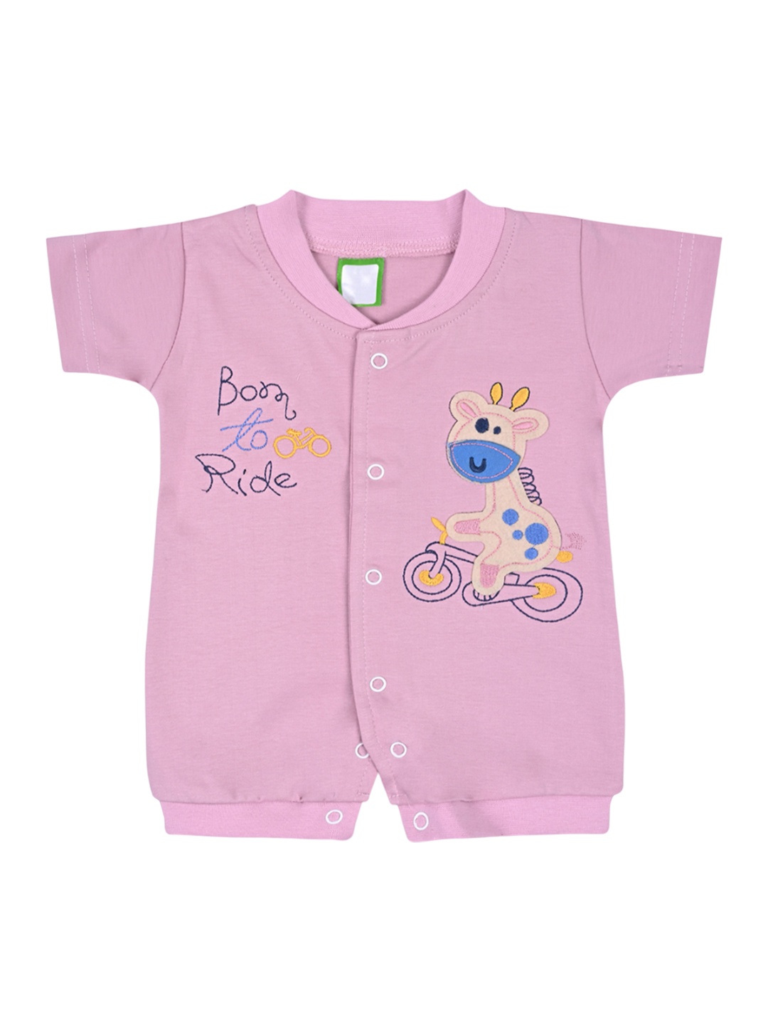 

Wish Karo Infant Boys Embroidered Cotton Applique Rompers, Pink