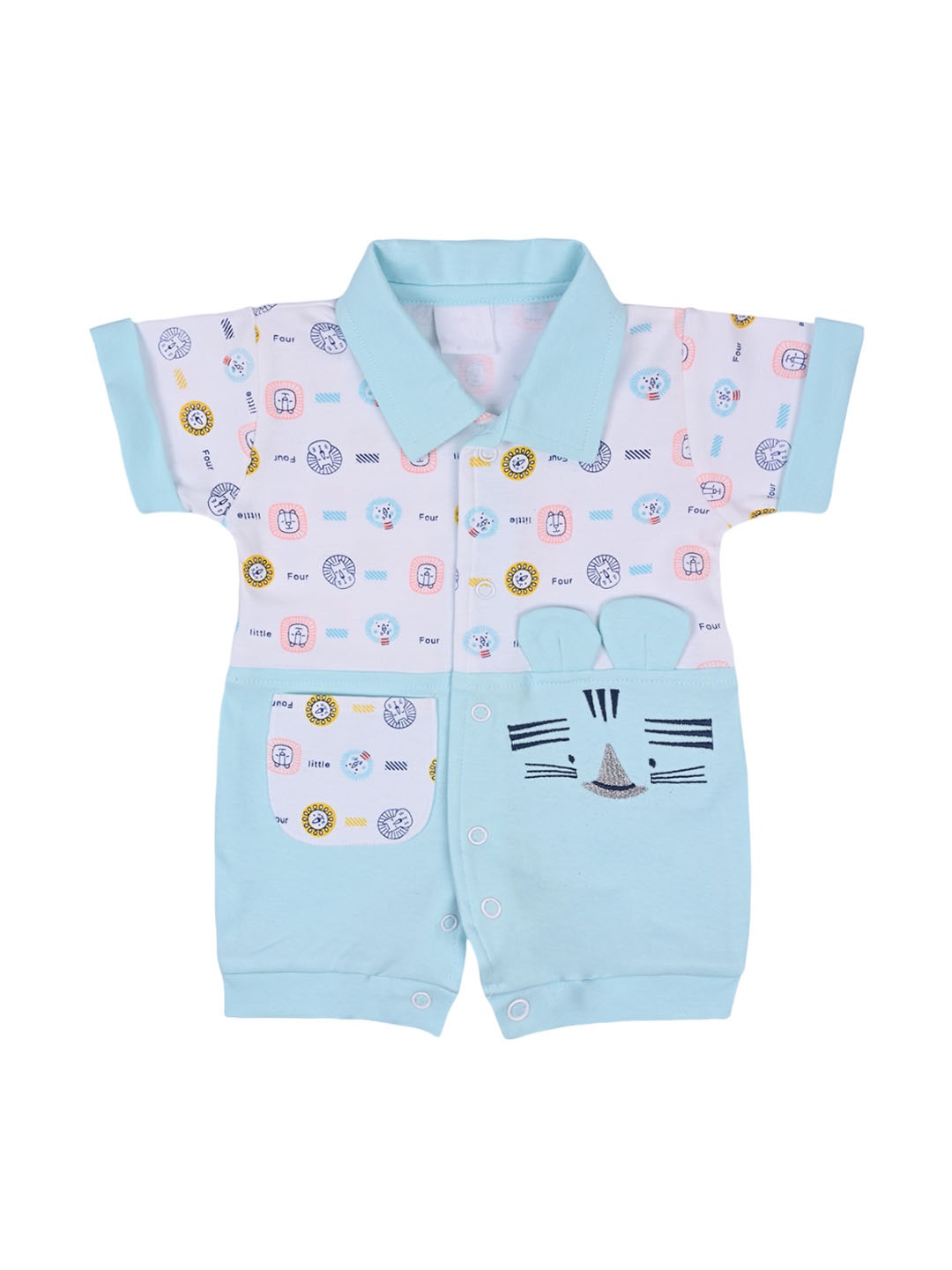 

Wish Karo Infant Boys Printed Cotton Rompers, Blue
