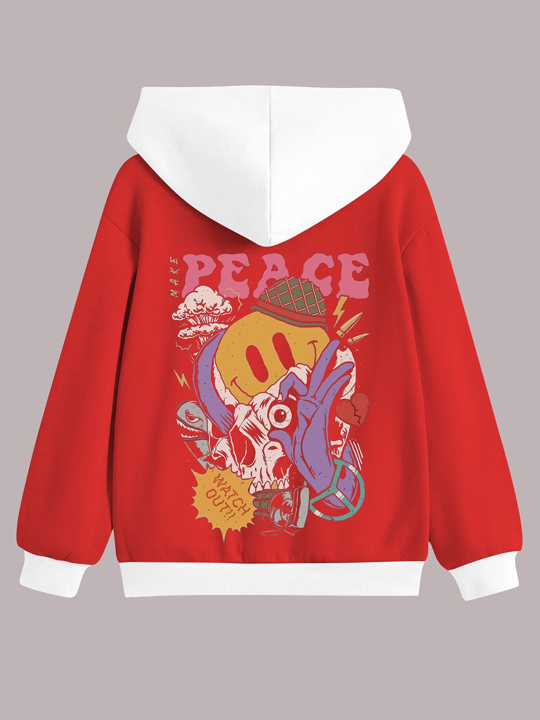 

BAESD Boys Graphic Printed Hooded Fleece Pullover Sweatshirt, Red
