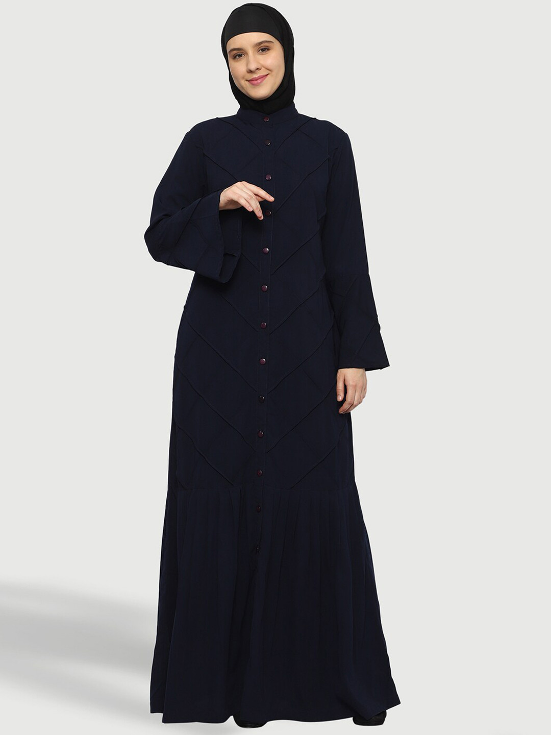 

MOMIN LIBAS Band Collar Abaya Burqas, Navy blue