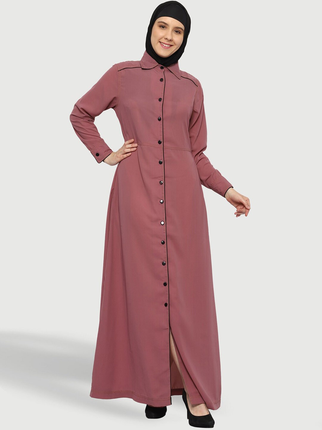

MOMIN LIBAS Classic Collar Solid Abaya Burqas, Rose gold