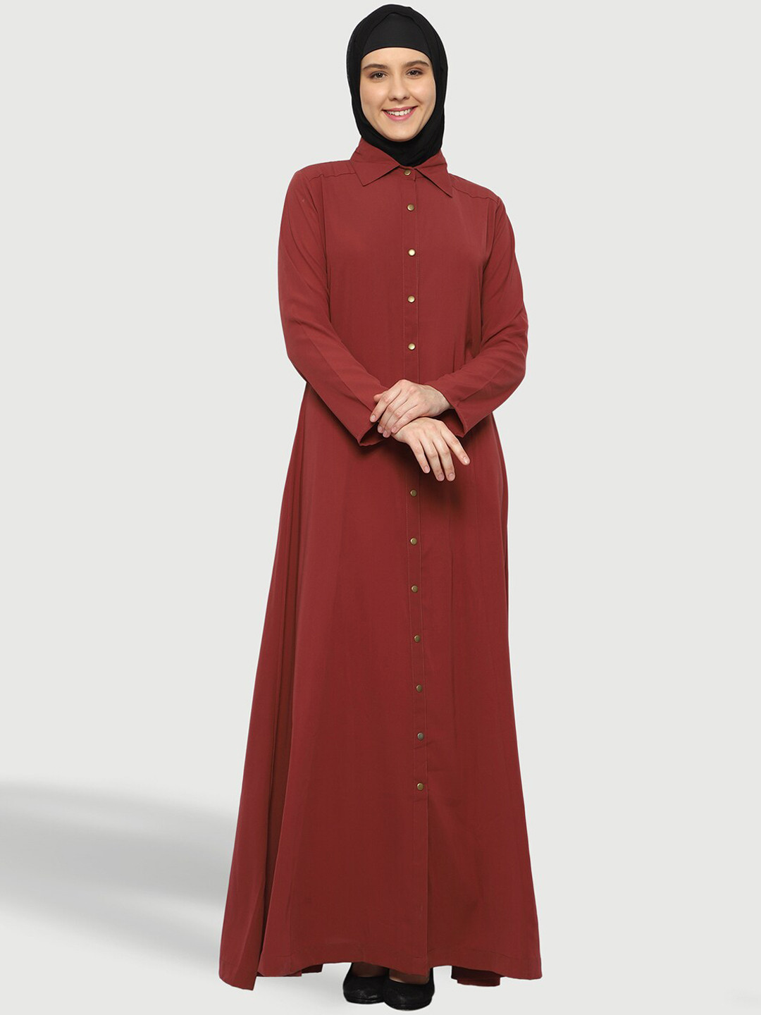 

MOMIN LIBAS Classic Collar Burqa With Scarf, Rose gold