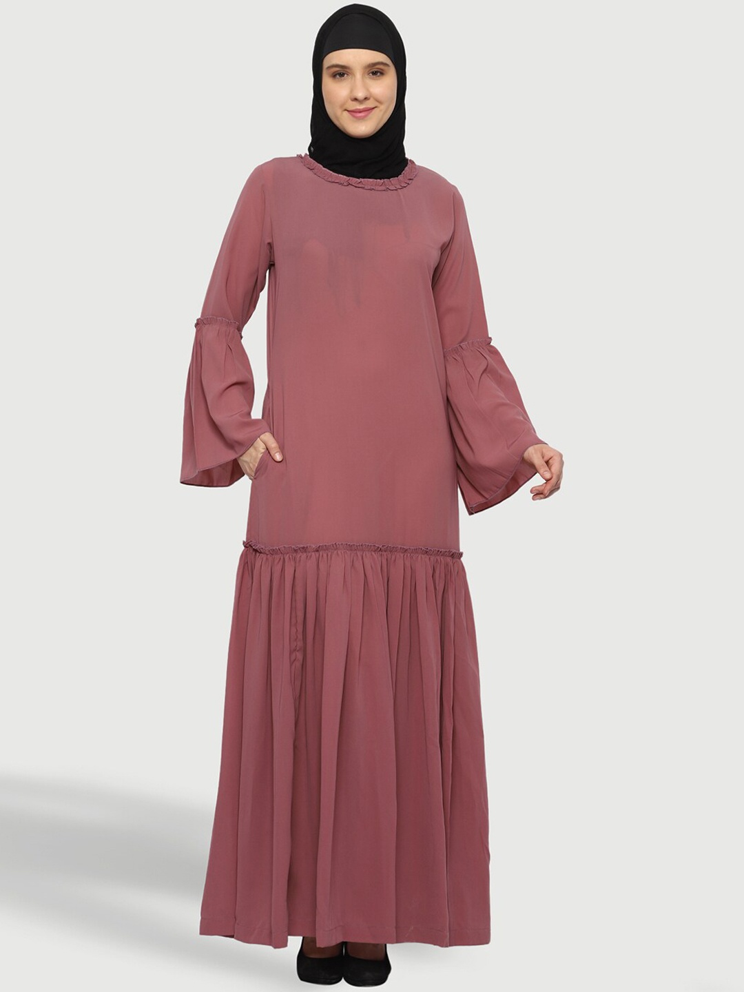 

MOMIN LIBAS Cotton Burqa With Scarf, Rose gold